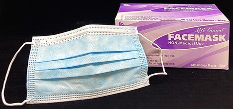 4330 Life Guard Blue Face Mask Ear Loop 3ply 99.5% Filtration 20pk/50mk/1000cs