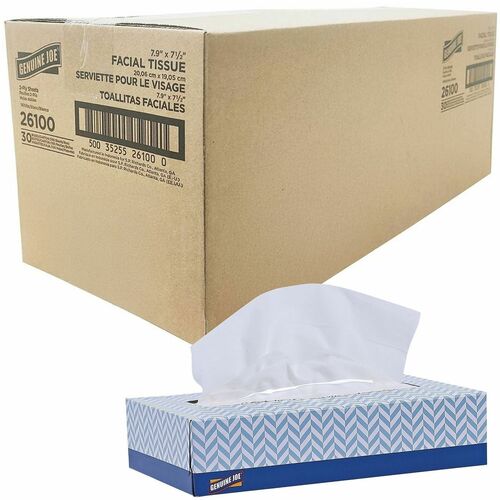 Genuine Joe 26100 Facial Tissue 30bx case