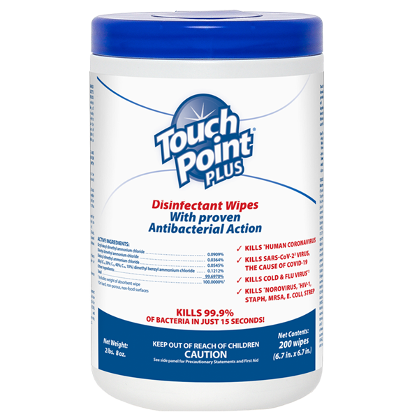 Touch Point Plus Disinfectant Wipes (200 Count) 6tubes/case