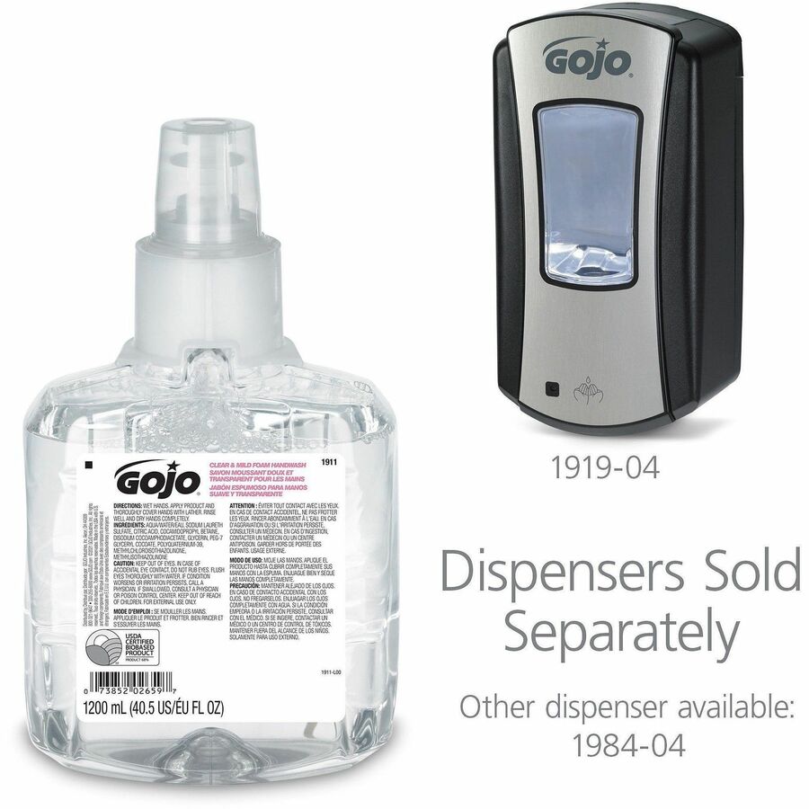 191102CT Gojo® LTX-12 Clear Mild Foam Handwash Refill 2pk