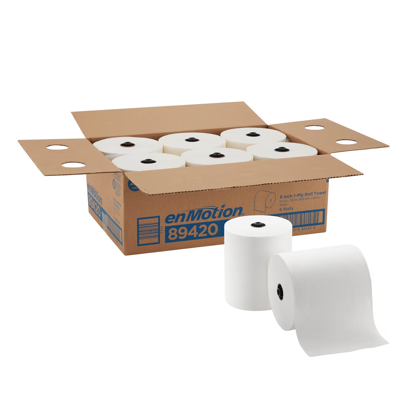 8" Enmotion Hardwound Paper Towels, 1-ply, 700 ft./Roll, 6 Rolls/Case