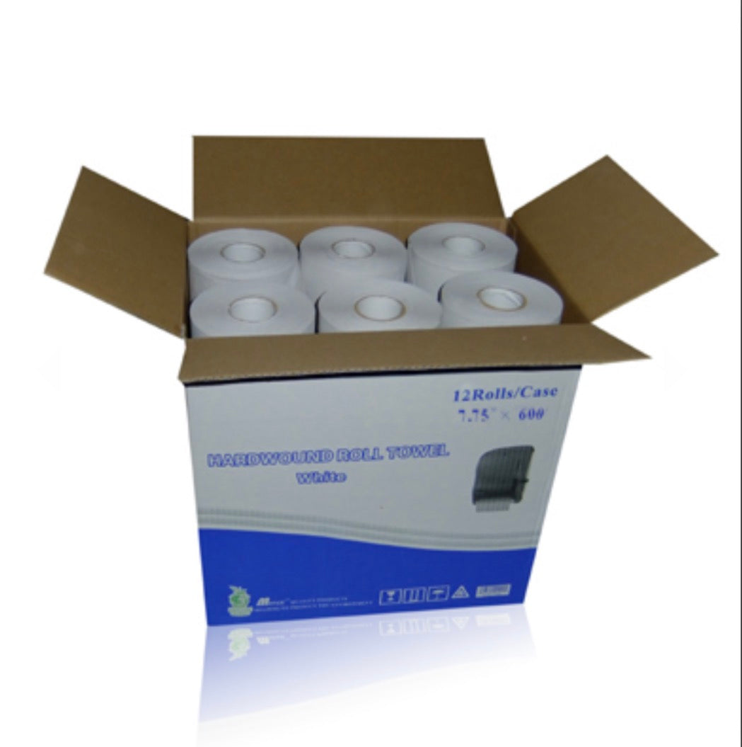 Morex 8" Hard Wound Roll Towel 1ply Bleached 12rl/600ft/cs