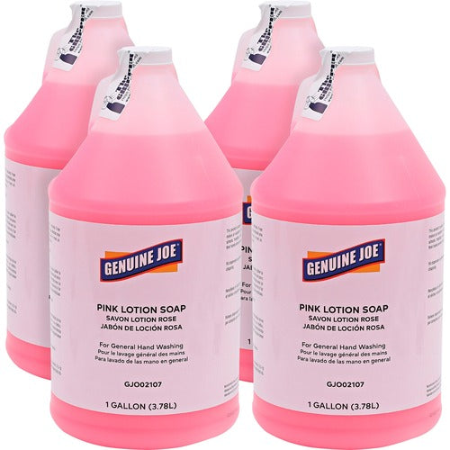 Pink Lotion Hand Soap – 4-Gallon Case (Genuine Joe, Bulk Refill)