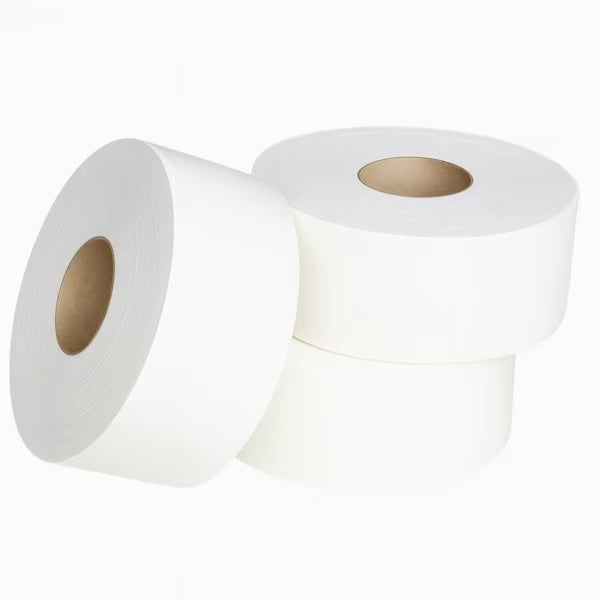 Jumbo Jr Roll Bathroom Tissue – 2-Ply White, Biodegradable Natural Pulp, Case of 12