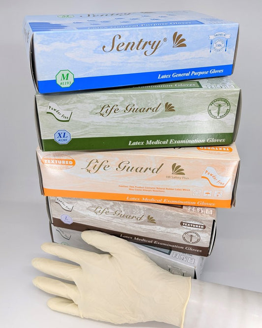 1262 Lifeguard White Latex PF Exam Glove 1000/cs Small