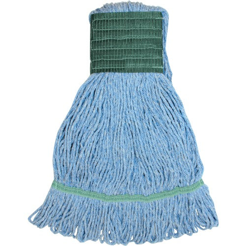 Loop-End Mop Heads – Large Wide, Blue Band, Rayon/Cotton Blend (Case of 12)
