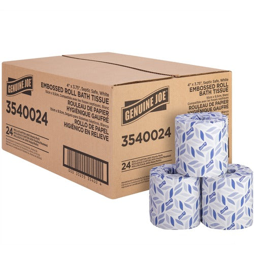 Genuine Joe 2-ply Bath Tissue Rolls 24rl/400sheets case